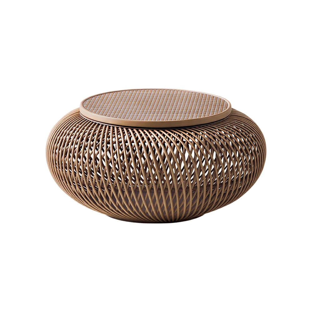 LIVARA Round Rattan Coffee Table - Removable Lid Hidden Storage 72cm Woven Design for Living Room Lounge - Natural