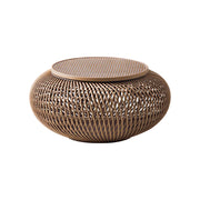 LIVARA Round Rattan Coffee Table - Removable Lid Hidden Storage 72cm Woven Design for Living Room Lounge - Natural