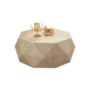 LIVARA Travertine Look Coffee Table - Geometric Diamond Design 95cm for Living Room Lounge - Cream
