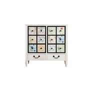 LIVARA American Vintage Storage Cabinet - Solid Wood Painted 8-Drawer Chest with 12 Panels - 80cm Entryway Cabinet - White