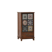 LIVARA American Vintage Storage Cabinet - Solid Wood Painted Drawer Chest with Slim Design - 83cm Entryway Side Cabinet - Chestnut