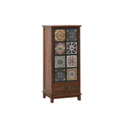 LIVARA American Vintage Storage Cabinet - Solid Wood Painted Drawer Chest with Slim Design - 101cm Entryway Side Cabinet - Chestnut