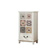 LIVARA American Vintage Storage Cabinet - Solid Wood Painted Drawer Chest with Slim Design - 83cm Entryway Side Cabinet - White
