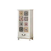 LIVARA American Vintage Storage Cabinet - Solid Wood Painted Drawer Chest with Slim Design - 101cm Entryway Side Cabinet - White