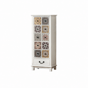 LIVARA American Vintage Storage Cabinet - Solid Wood Painted Drawer Chest with Slim Design - 118cm Entryway Side Cabinet - White