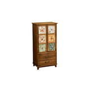 LIVARA American Vintage Painted Cabinet - Multi-Layer Storage Cupboard with Metal Handles - 111cm Entryway Cabinet - Burnt Brown
