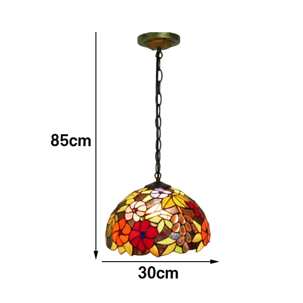 LIVARA Rose & Grape Pattern Pendant Light European Vintage Hanging Lamp 30/40cm Adjustable Chain Ceiling Light for Dining Room Living Room