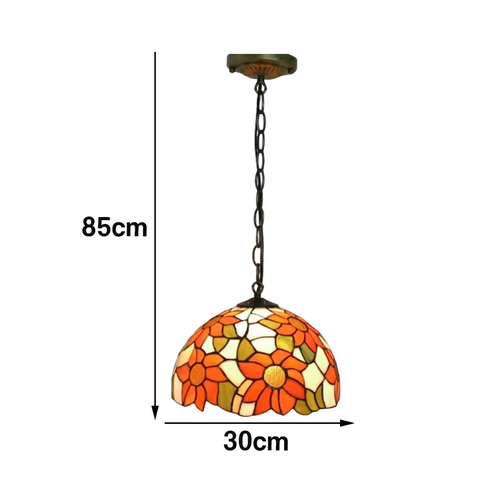 LIVARA Sunflower Pattern Pendant Light European Vintage Hanging Lamp 30/40 Adjustable Chain Ceiling Light for Dining Room Living Room