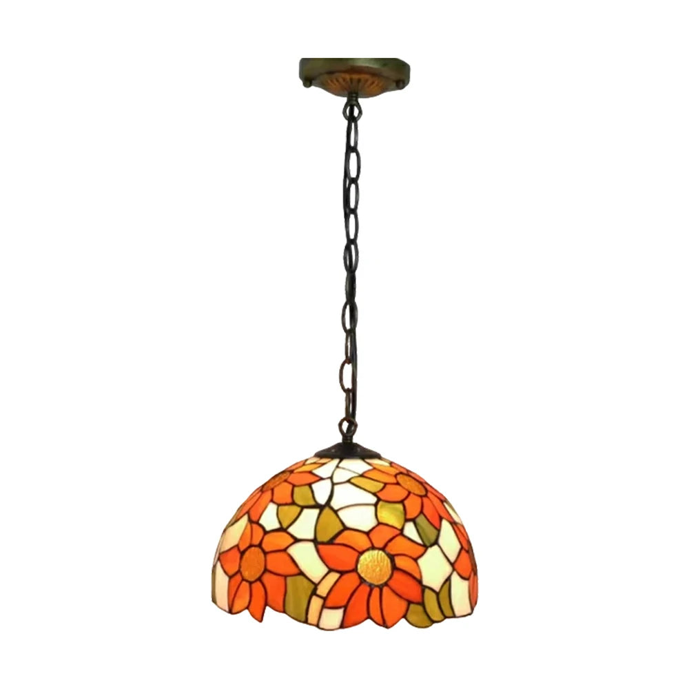 LIVARA Sunflower Pattern Pendant Light European Vintage Hanging Lamp 30/40 Adjustable Chain Ceiling Light for Dining Room Living Room