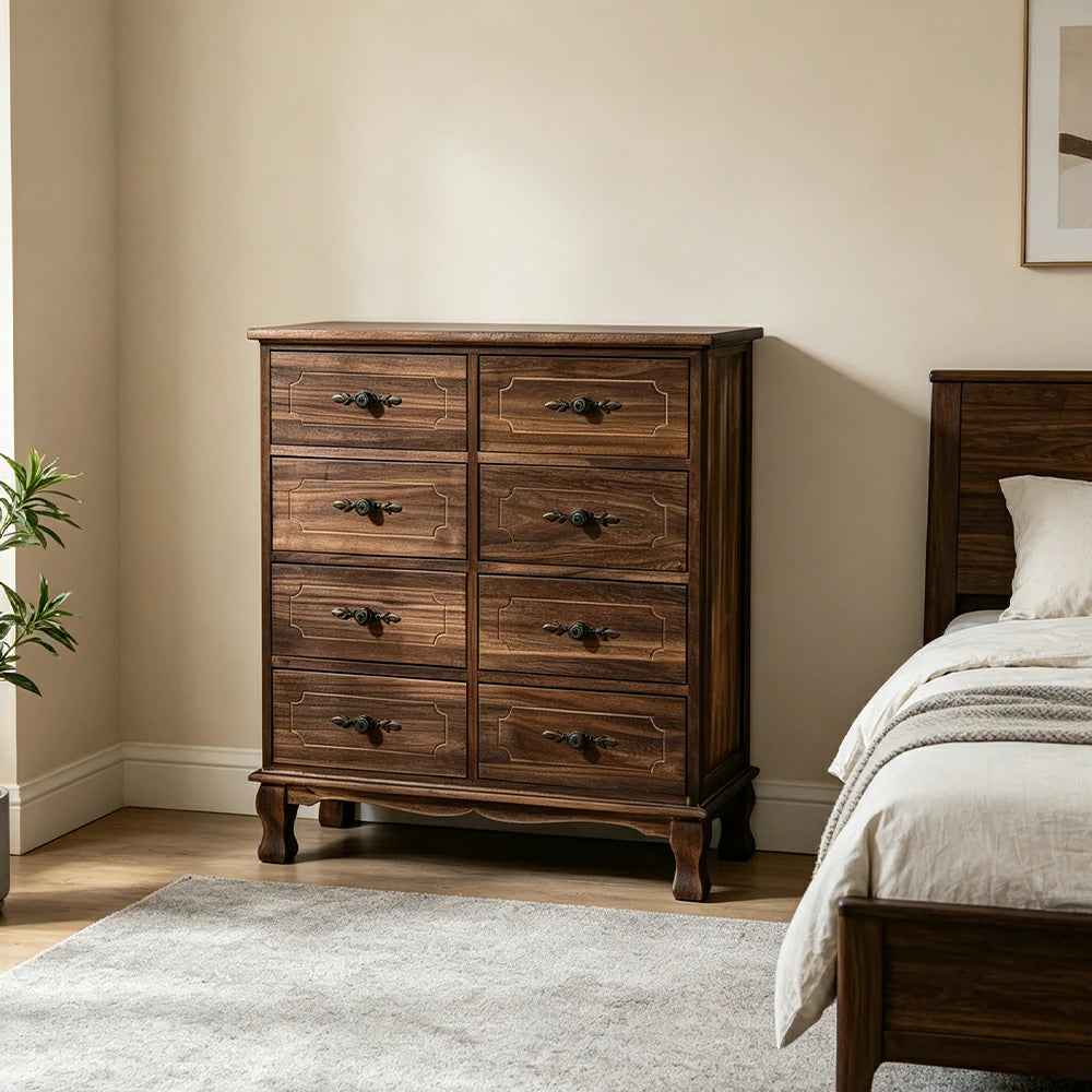 LIVARA Solid Wood Multi Drawer Cabinet Vintage Storage Chest for Bedroom Living Room & Entryway