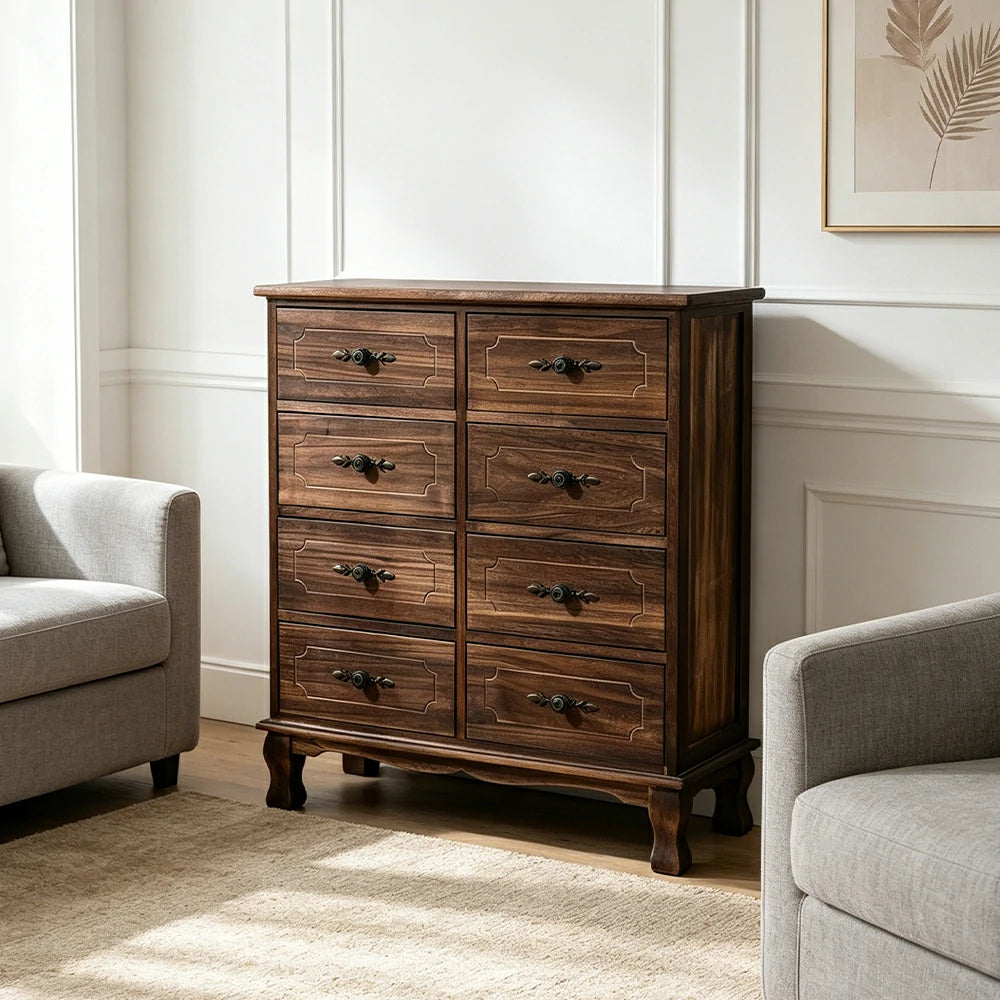 LIVARA Solid Wood Multi Drawer Cabinet Vintage Storage Chest for Bedroom Living Room & Entryway