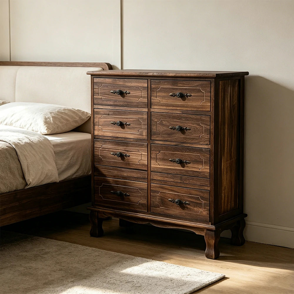 LIVARA Solid Wood Multi Drawer Cabinet Vintage Storage Chest for Bedroom Living Room & Entryway