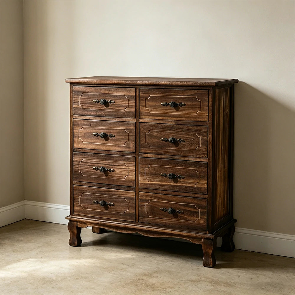 LIVARA Solid Wood Multi Drawer Cabinet Vintage Storage Chest for Bedroom Living Room & Entryway