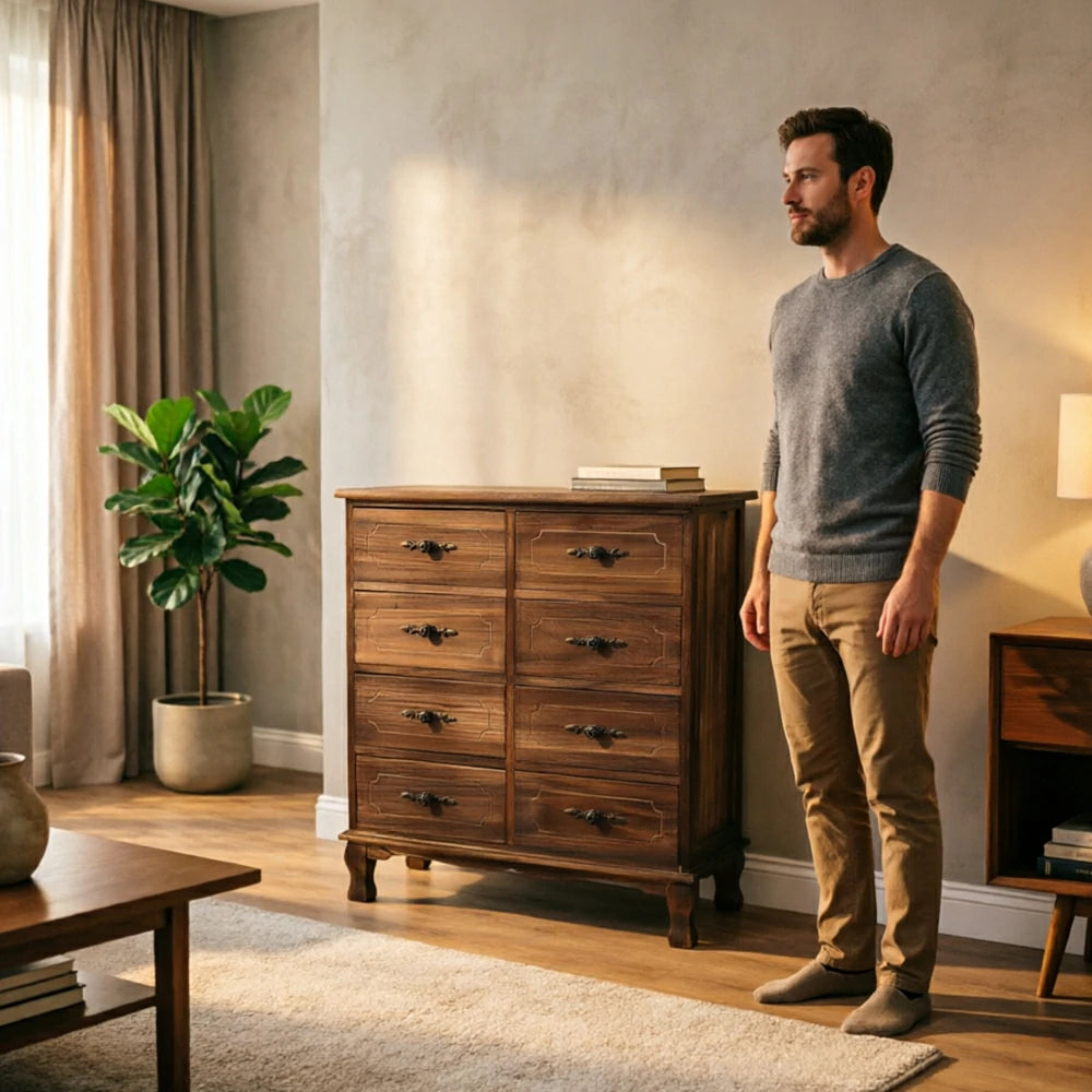 LIVARA Solid Wood Multi Drawer Cabinet Vintage Storage Chest for Bedroom Living Room & Entryway