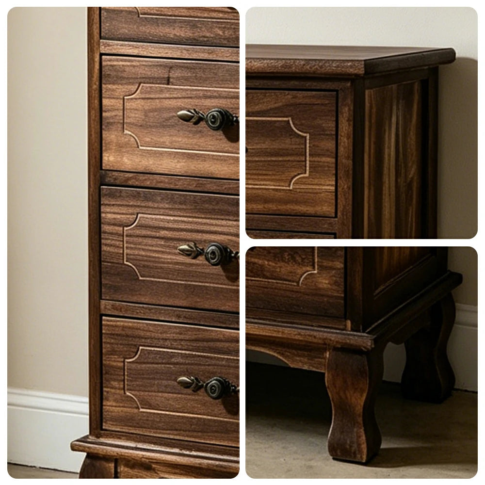 LIVARA Solid Wood Multi Drawer Cabinet Vintage Storage Chest for Bedroom Living Room & Entryway
