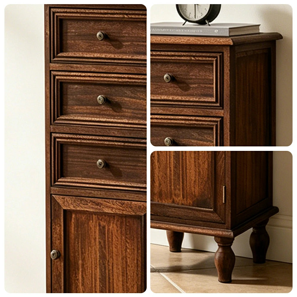 LIVARA Slim Storage Cabinet Solid Wood Space Saving 4 Layer Organizer for Entryway Living Room & Bedroom - Coffee