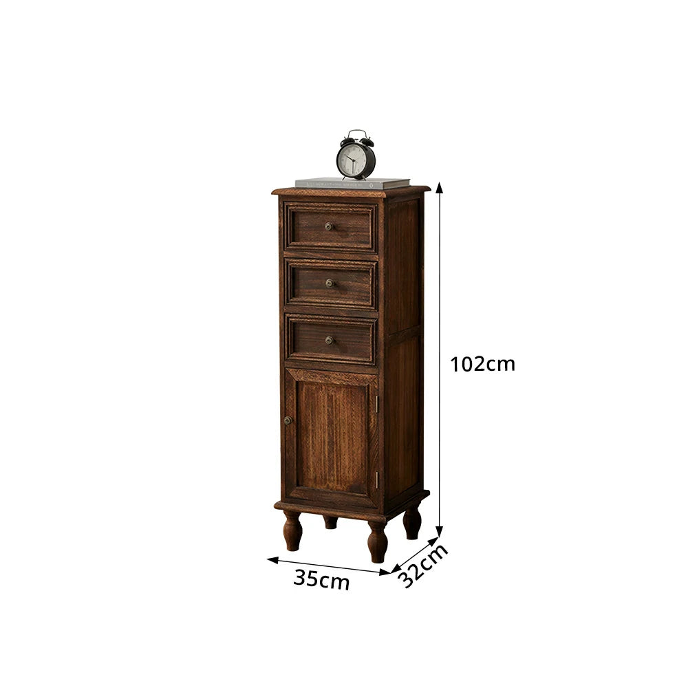 LIVARA Slim Storage Cabinet Solid Wood Space Saving 4 Layer Organizer for Entryway Living Room & Bedroom - Coffee