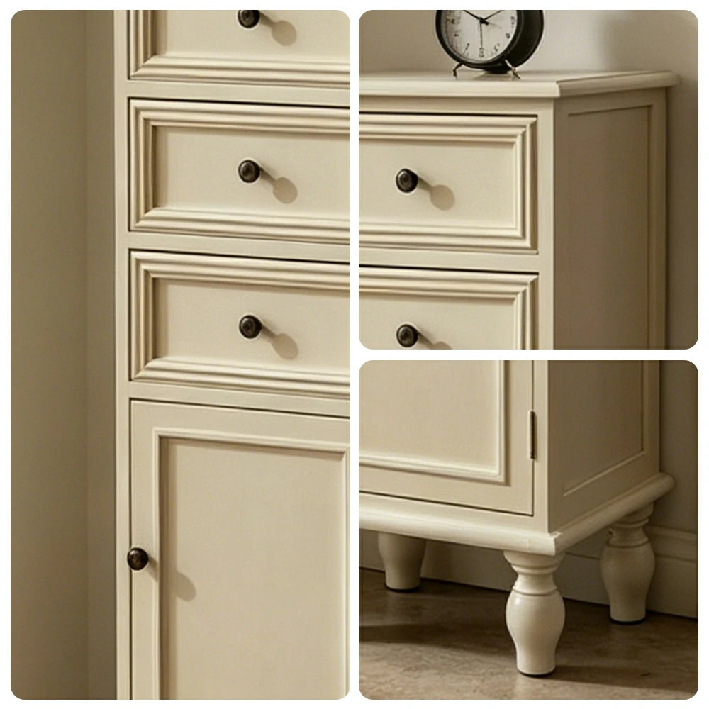 LIVARA Slim Storage Cabinet Solid Wood Space Saving 4 Layer Organizer for Entryway Living Room & Bedroom - White