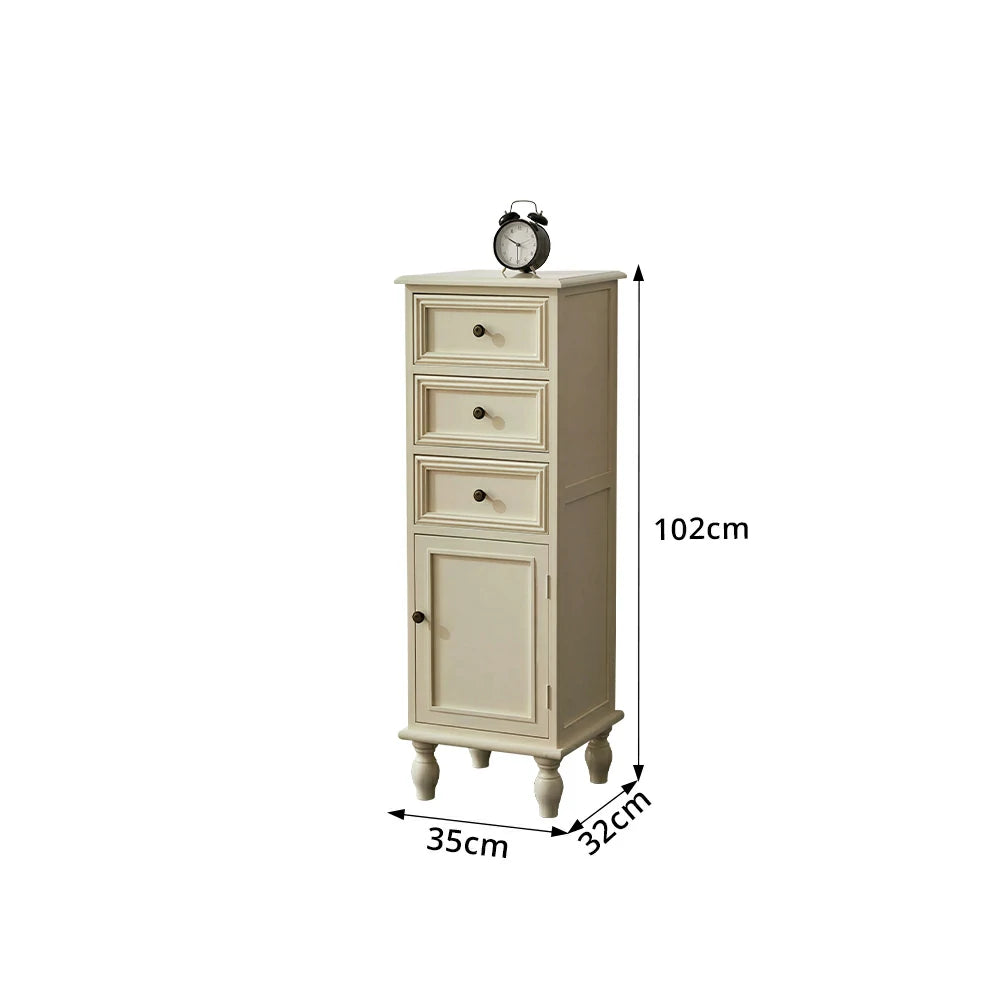 LIVARA Slim Storage Cabinet Solid Wood Space Saving 4 Layer Organizer for Entryway Living Room & Bedroom - White