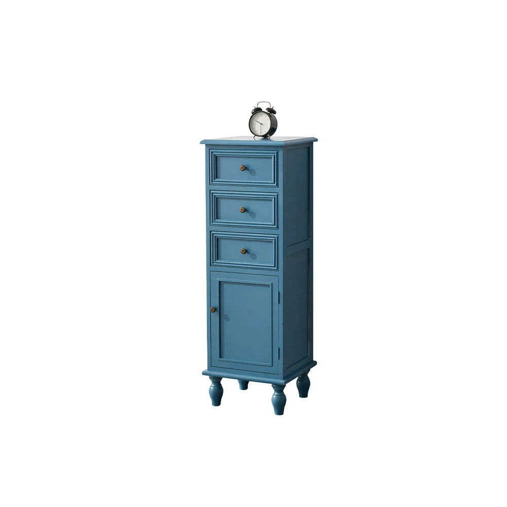 LIVARA Slim Storage Cabinet Solid Wood Space Saving 4 Layer Organizer for Entryway Living Room & Bedroom - Blue