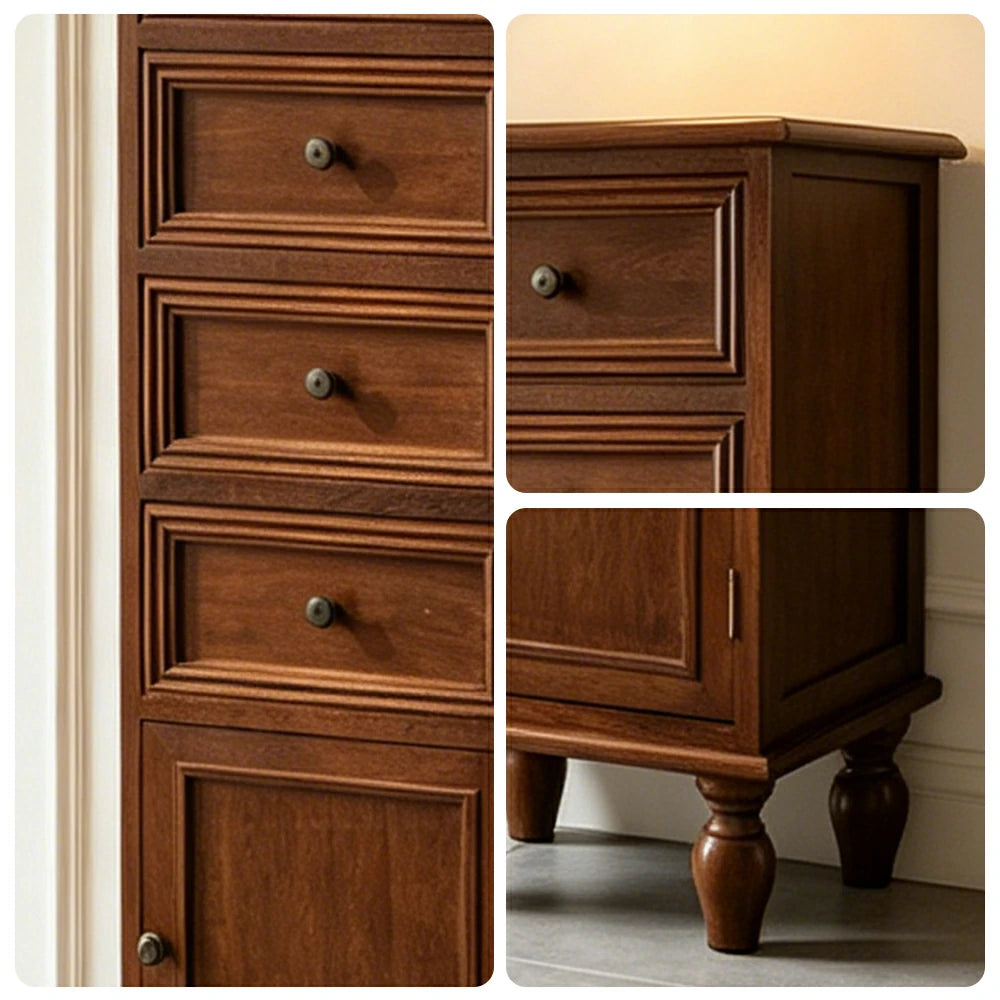 LIVARA Slim Storage Cabinet Solid Wood Space Saving 6 Layer Organizer for Entryway Living Room & Bedroom - Walnut