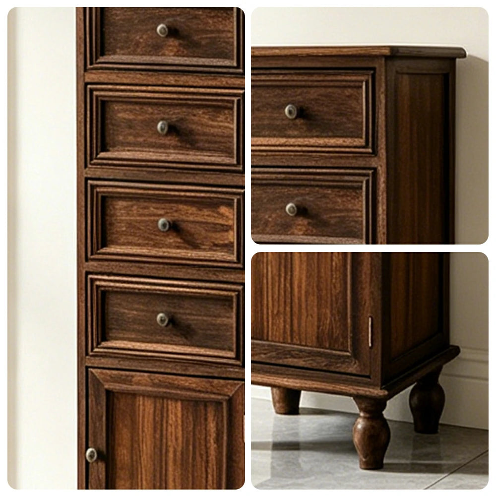 LIVARA Slim Storage Cabinet Solid Wood Space Saving 6 Layer Organizer for Entryway Living Room & Bedroom - Coffee