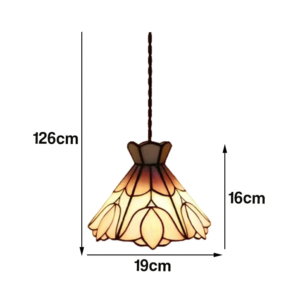 LIVARA Pink Tulip Pattern Pendant Light Minimalist Hanging Lamp Floral Shade E27 Ceiling Light for Bedroom Bedside Dining Area