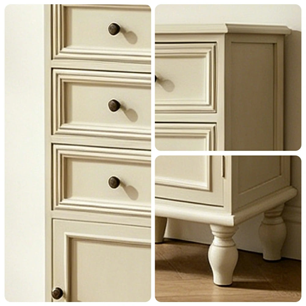 LIVARA Slim Storage Cabinet Solid Wood Space Saving 6 Layer Organizer for Entryway Living Room & Bedroom - White