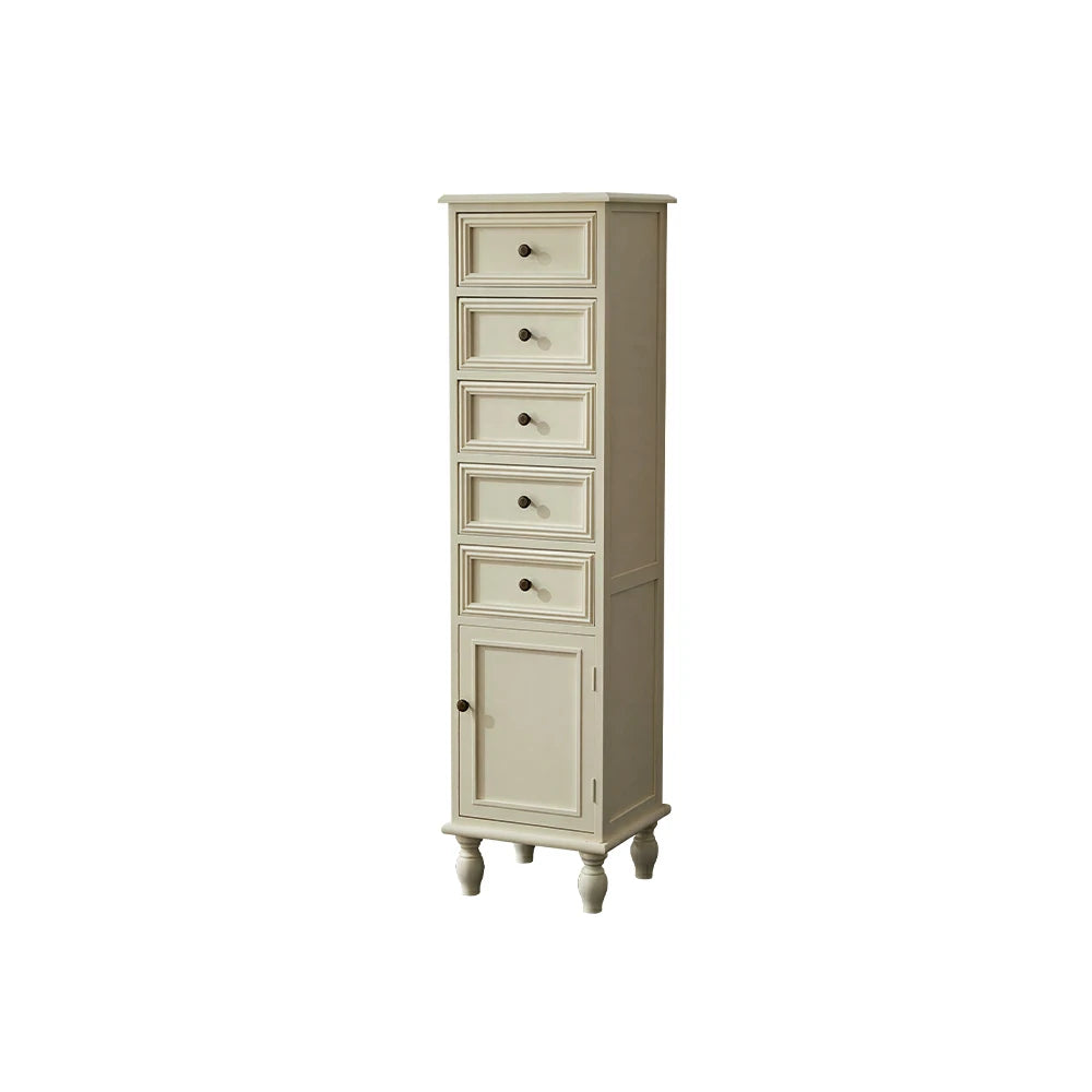 LIVARA Slim Storage Cabinet Solid Wood Space Saving 6 Layer Organizer for Entryway Living Room & Bedroom - White