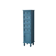 LIVARA Slim Storage Cabinet Solid Wood Space Saving 6 Layer Organizer for Entryway Living Room & Bedroom - Blue