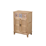 LIVARA Rattan Storage Cabinet Solid Wood Handwoven Design for Living Room Bedroom & Entryway - Wood