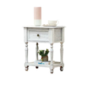 LIVARA Solid Wood Bedside Table Compact Drawer Storage for Bedroom Sofa Side & Small Spaces - White