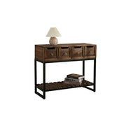 LIVARA Solid Wood Storage Cabinet with Metal Frame and Drawers for Living Room Study Entryway - Brown