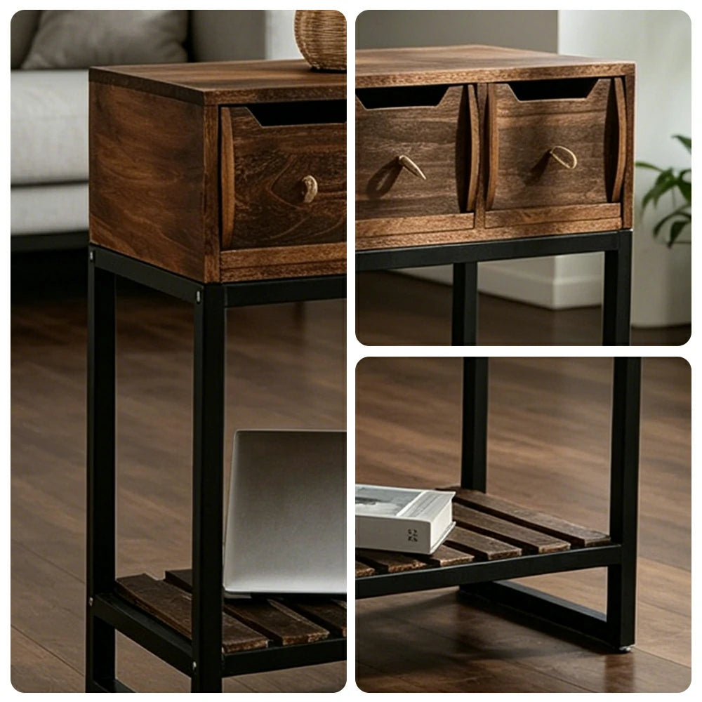 LIVARA Multi-Drawer Storage Cabinet with Open Shelf for Bedroom Living Room Entryway - Brown