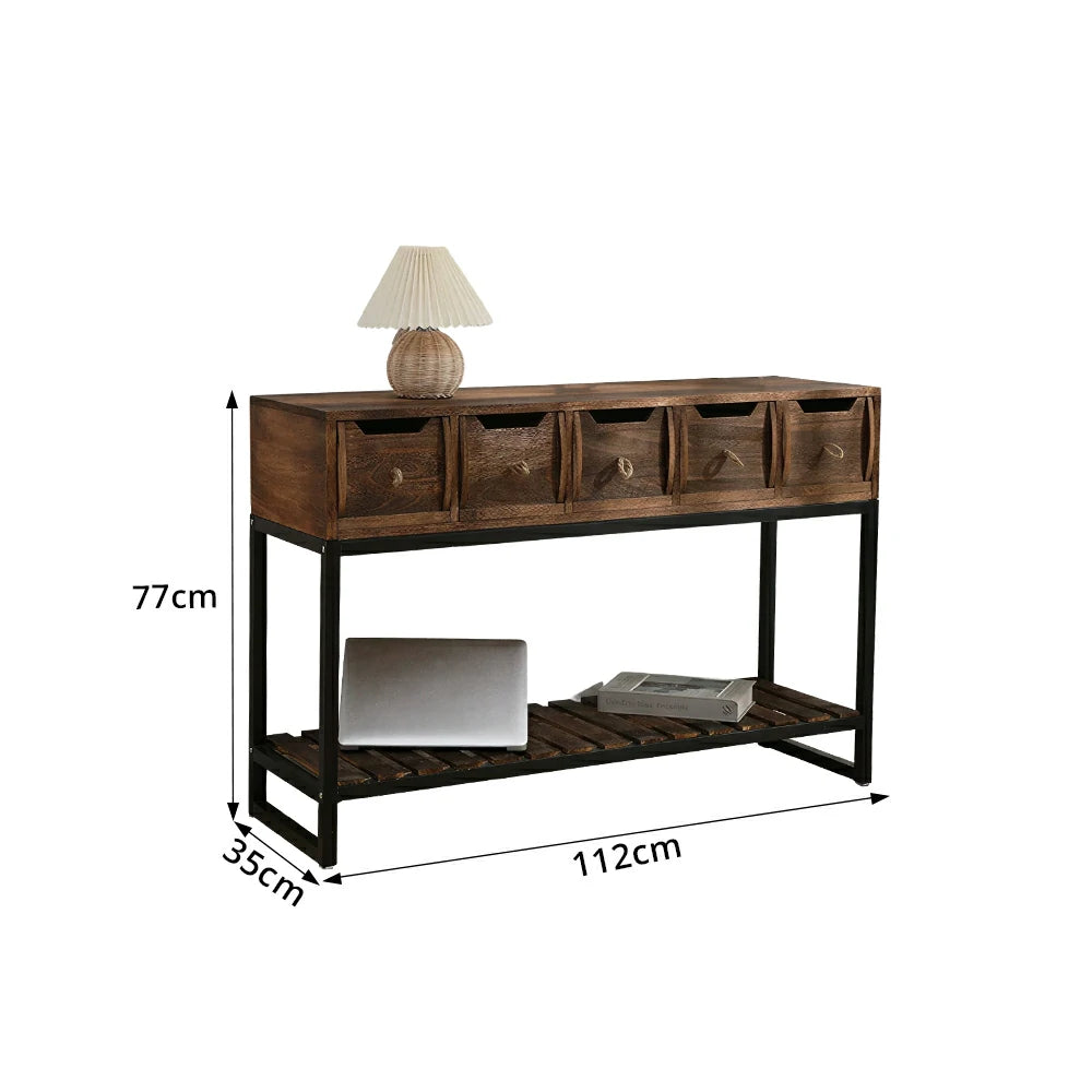 LIVARA Multi-Drawer Storage Cabinet with Open Shelf for Bedroom Living Room Entryway - Brown