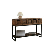 LIVARA Multi-Drawer Storage Cabinet with Open Shelf for Bedroom Living Room Entryway - Brown