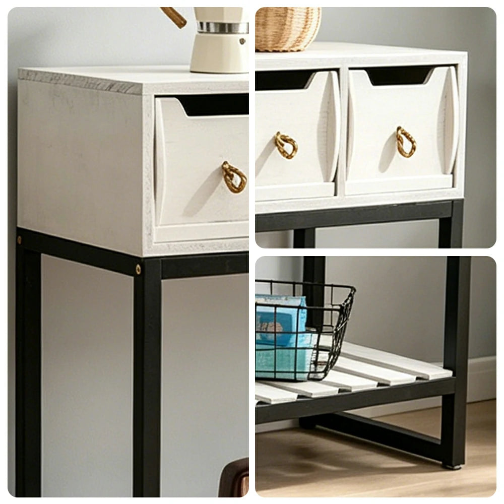 LIVARA Multi-Drawer Storage Cabinet with Open Shelf for Bedroom Living Room Entryway - White