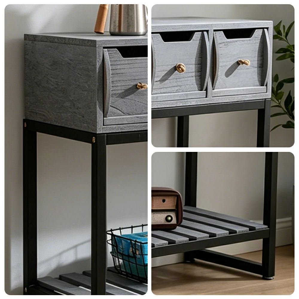 LIVARA Multi-Drawer Storage Cabinet with Open Shelf for Bedroom Living Room Entryway - Blue