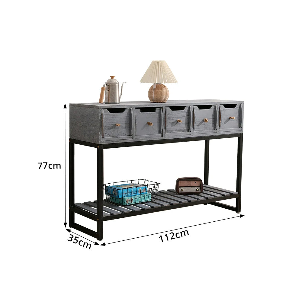 LIVARA Multi-Drawer Storage Cabinet with Open Shelf for Bedroom Living Room Entryway - Blue