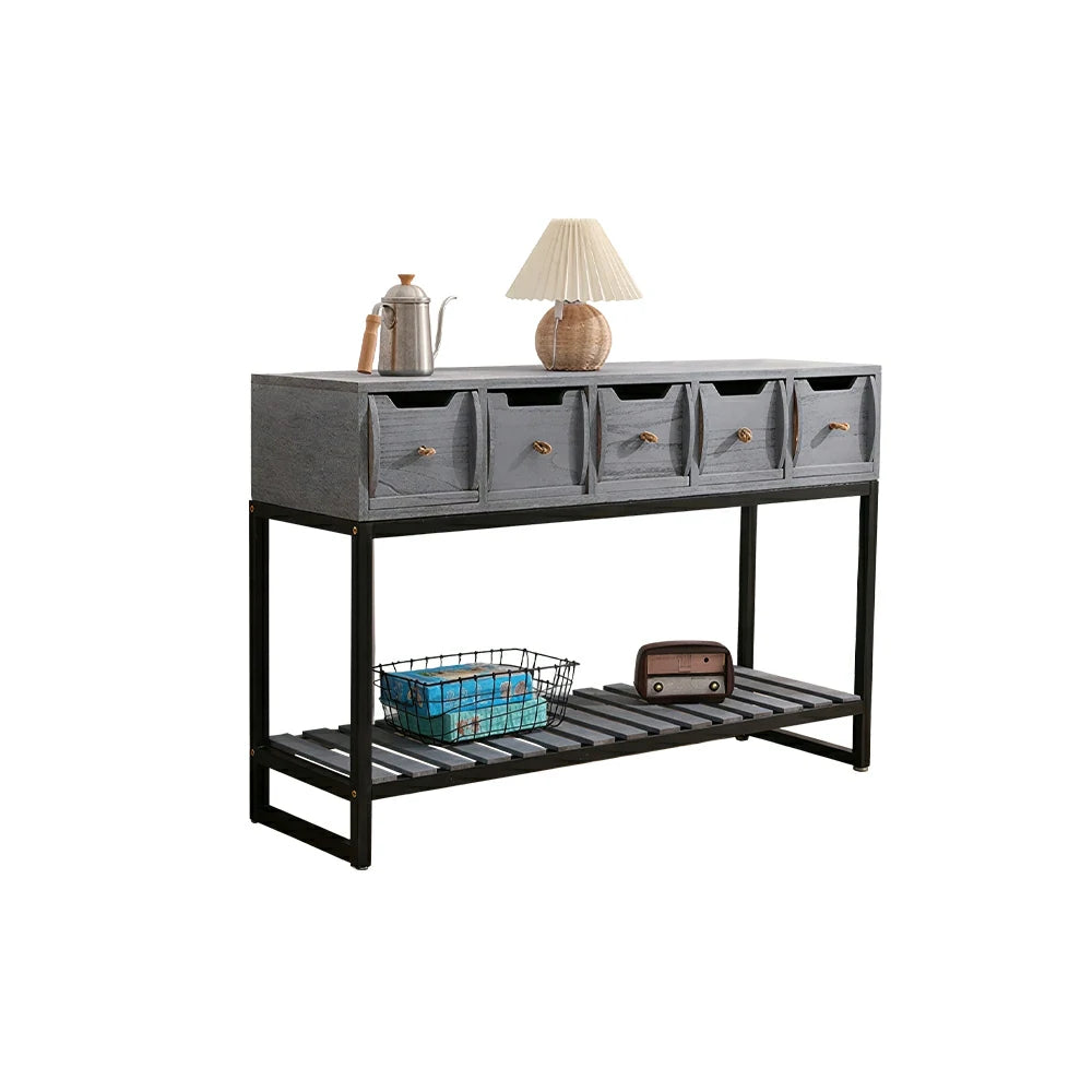 LIVARA Multi-Drawer Storage Cabinet with Open Shelf for Bedroom Living Room Entryway - Blue
