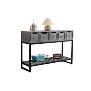 LIVARA Multi-Drawer Storage Cabinet with Open Shelf for Bedroom Living Room Entryway - Blue