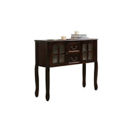 LIVARA Solid Wood Vintage Chest Cabinet with Glass Doors and Drawers for Entryway Living Room Bedroom - Walnut