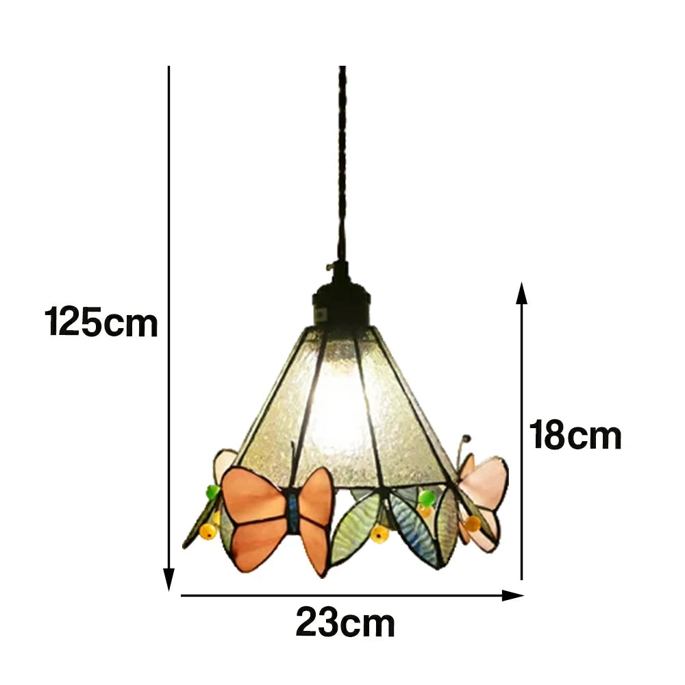 LIVARA Three-Sided Butterfly Pattern Pendant Light Minimalist Hanging Lamp Floral Shade E27 Ceiling Light for Bedroom Bedside Dining Area