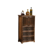 LIVARA Solid Wood Storage Cabinet with Drawers and Door for Bedroom Living Room Bedside - Walnut