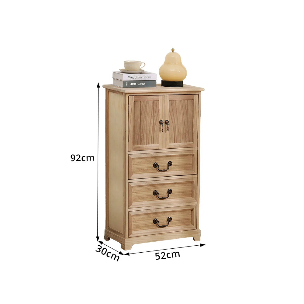 LIVARA Solid Wood Storage Cabinet with Drawers and Door for Bedroom Living Room Bedside - Wood
