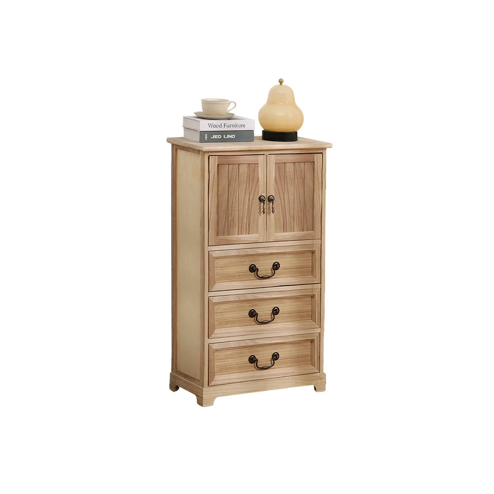 LIVARA Solid Wood Storage Cabinet with Drawers and Door for Bedroom Living Room Bedside - Wood