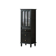 LIVARA Solid Wood Storage Side Cabinet with Fluted Glass Single Door for Living Room Dining Room Entryway - Black