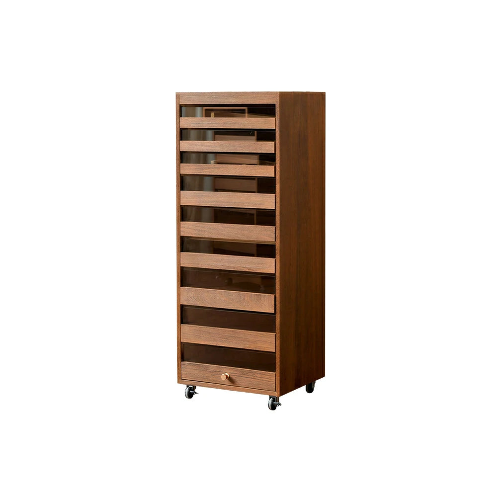 LIVARA Solid Wood Multi-Drawer Storage Cabinet with Wheels for Living Room Tea Room Dining Area