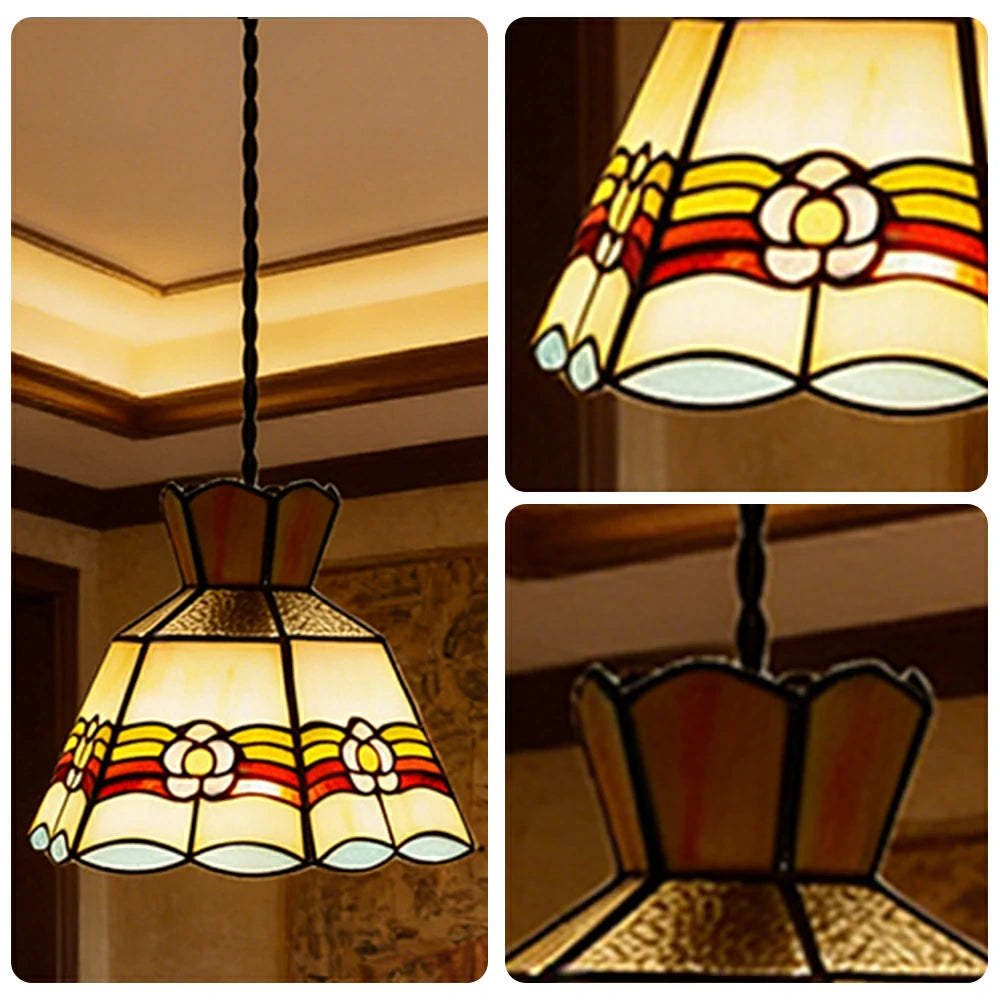 LIVARA Rainbow Floral Pattern Pendant Light Minimalist Hanging Lamp Floral Shade E27 Ceiling Light for Bedroom Bedside Dining Area
