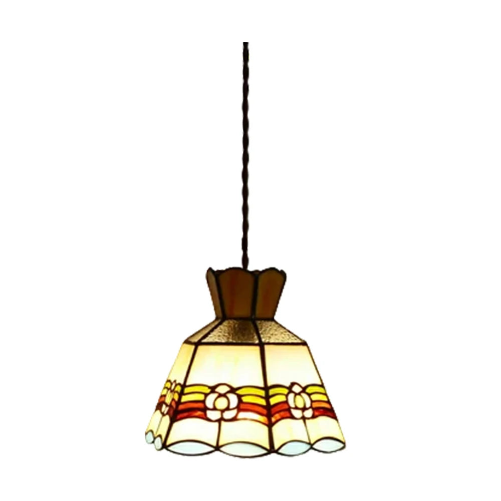 LIVARA Rainbow Floral Pattern Pendant Light Minimalist Hanging Lamp Floral Shade E27 Ceiling Light for Bedroom Bedside Dining Area